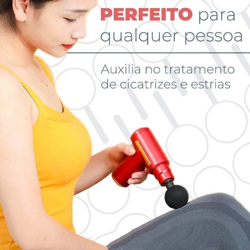 Pistola Massageadora Elétrico Profissional Muscular Recarregável Linha Premium