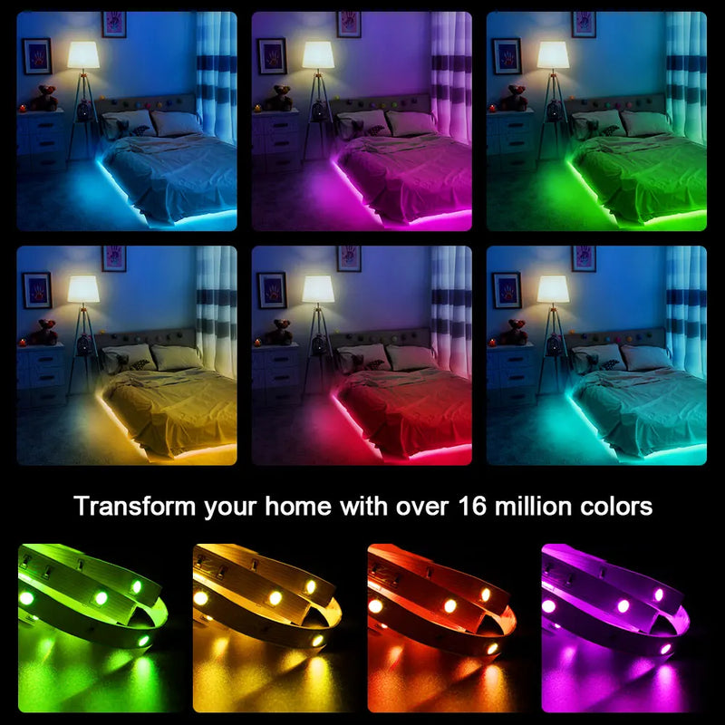 LED Strip Light ,RGB 5050/SMD3535, Flexible Ribbon, DIY Led Light Strip RGB  Tape Diode DC 12V bluetooth Christmas lights