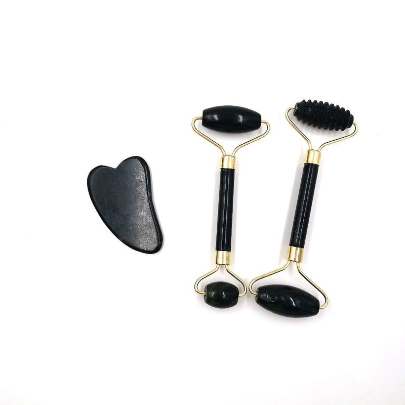 Obsidian Roller e Gua Sha - Massageador Facial