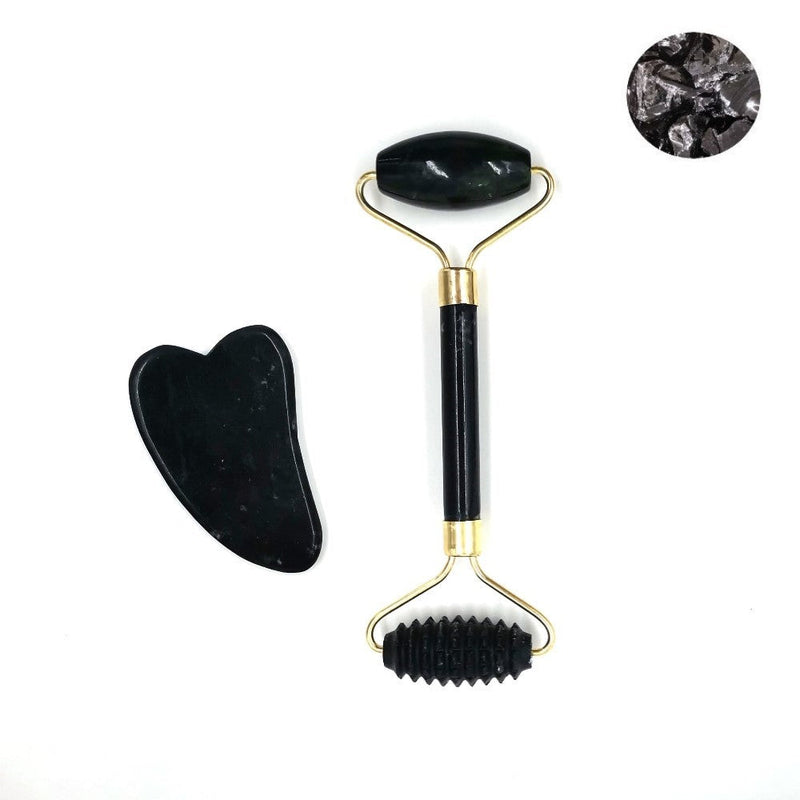 Obsidian Roller e Gua Sha - Massageador Facial