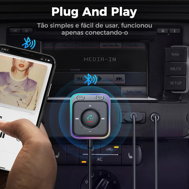 bluetooth 5.3 adaptador de carro aprimorado microfones duplos