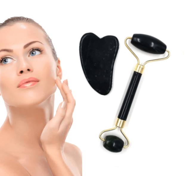 Obsidian Roller e Gua Sha - Massageador Facial